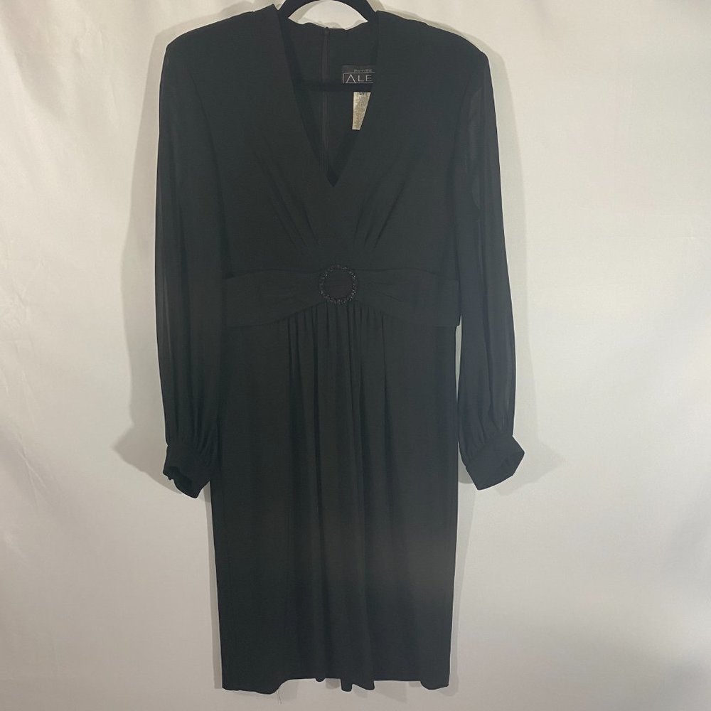 Alex Evenings Petites Black Long Sleeved Dress